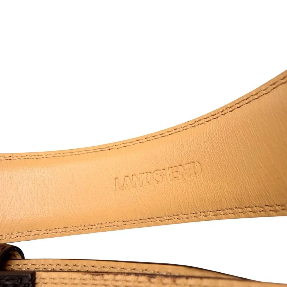 Lands' End Men's Dress Belt Sz 38 Glove Dark Brown Cowl Leather 472993 Classic
